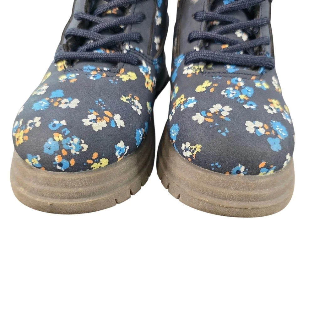 OshKosh B’gosh Toddler Girls Navy Blue Floral Lace-Up Boots - Size 8M